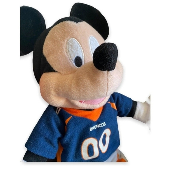 NFL Disney Mickey Mouse Denver Broncos 00 Plush Toy Orange and Blue Jersey 18" - Picture 3 of 4